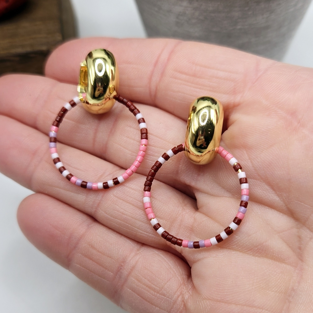 Gorjana Pink Gigi Drop Malibu Beaded Hoop Earrings — image 2 of 4